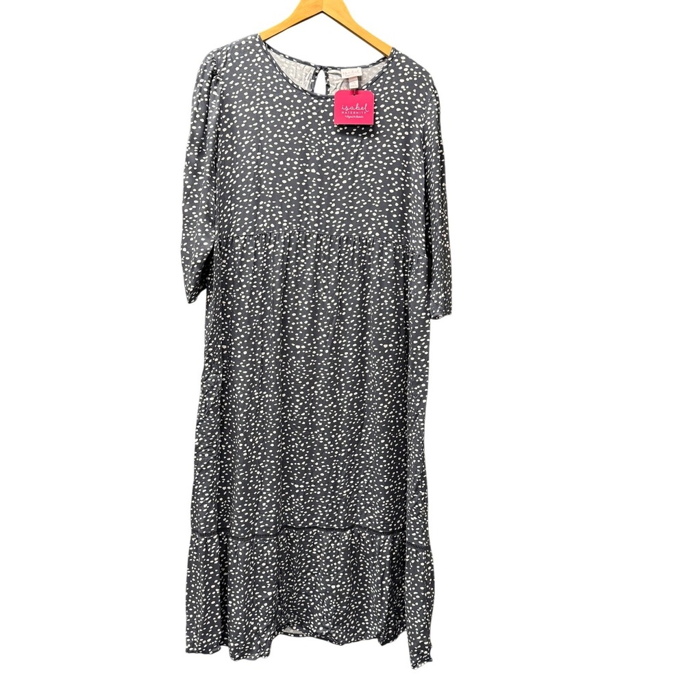 Isabel Maternity Dress Womens XXL Smokey Lilac Tie Waist Half Sleeve NEW